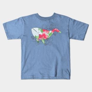 Whale with Peonies Kids T-Shirt